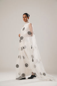MJ Floral Saree (White) | ATBW