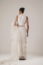 White floral organza saree | ATBW