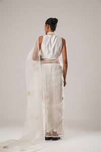 White floral organza saree | ATBW