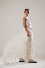 White floral organza saree | ATBW