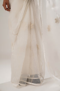 White floral organza saree | ATBW