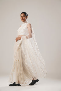 MJ White dori saree | ATBW