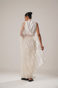 MJ White dori saree | ATBW
