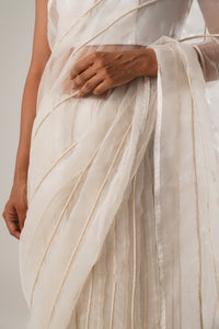 MJ White dori saree | ATBW