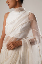 MJ White dori saree | ATBW