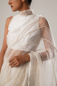 MJ White dori saree | ATBW