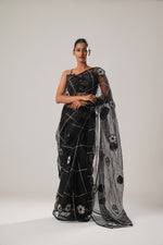 MJ Floral Saree (Black) | ATBW