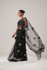 MJ Floral Saree (Black) | ATBW