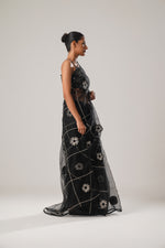 MJ Floral Saree (Black) | ATBW