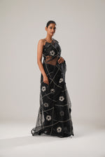 MJ Floral Saree (Black) | ATBW