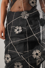 MJ Floral Saree (Black) | ATBW