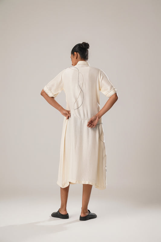 MJ Pleated dress (White) | ATBW