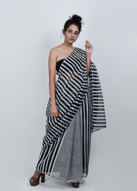 Geometric pattern saree (Black) | ATBW