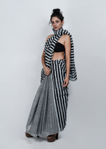 Geometric pattern saree (Black) | ATBW