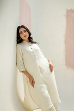 Mia Slim Kurta and Hand embroidered Pants - White | Prahnaaya