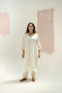 Star Antifit Kurta + Pants - White | Prahnaaya