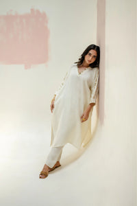 Star Antifit Kurta + Pants - White | Prahnaaya