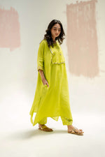 Longline Kaftan Kurta with Stylish Pants - Neon | Prahnaaya