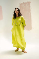 Longline Kaftan Kurta with Stylish Pants - Neon | Prahnaaya