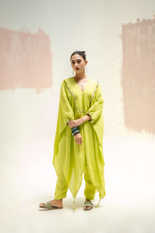 Moroccan Kaftan with Pants - Neon | Prahnaaya