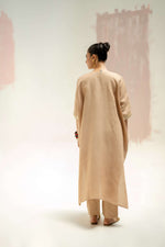 Longline Kaftan Kurta with Pants - Beige | Prahnaaya
