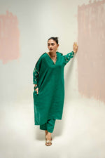 Star Antifit Linen Kurta with Pants - Green | Prahnaaya