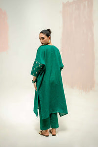 Star Antifit Linen Kurta with Pants - Green | Prahnaaya