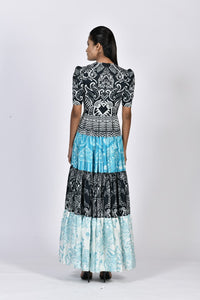 Tiered long fitted dress | Soham Earth