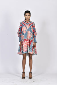 Short tiered dress (Coral) | Soham Earth