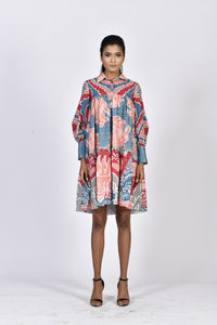 Short tiered dress (Coral) | Soham Earth
