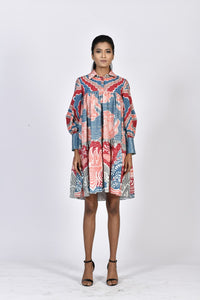 Short tiered dress (Coral) | Soham Earth