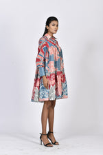 Short tiered dress (Coral) | Soham Earth