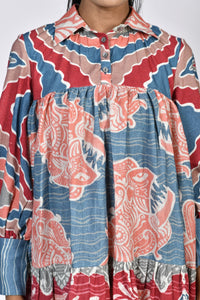 Short tiered dress (Coral) | Soham Earth
