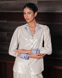 Dilli White Shimmer Co-ord Set | AMBR