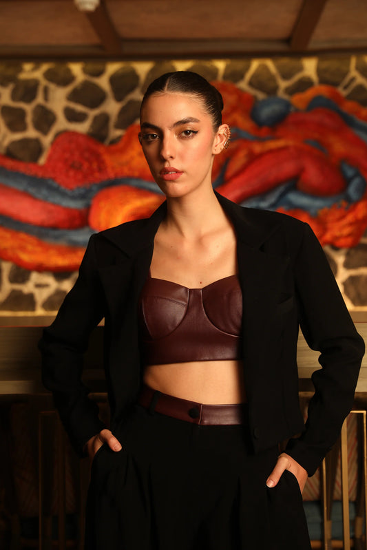 Wine berry sculpt bralette | Khushbu Rathod
