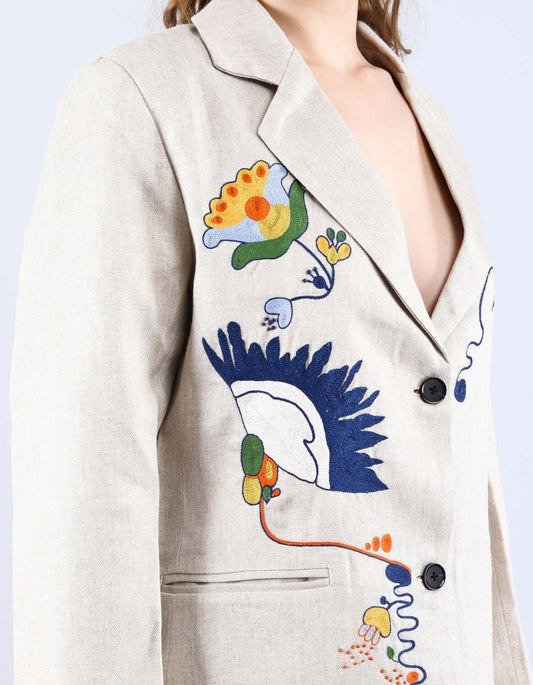 Beige Linen Blazer | Linen Bloom