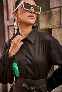 Wild Flower Black Shirt / Co-ord Set | Puja Agarwal