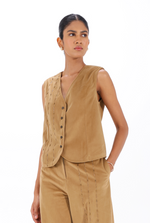Faun Zardozi Waistcoat | AMBR