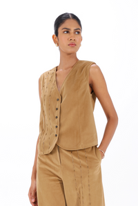 Faun Zardozi Waistcoat | AMBR