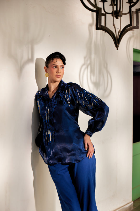 Fringe Finesse Blue | Puja Agarwal