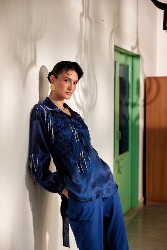 Fringe Finesse Blue | Puja Agarwal