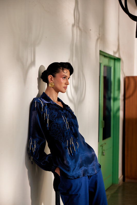 Fringe Finesse Blue | Puja Agarwal