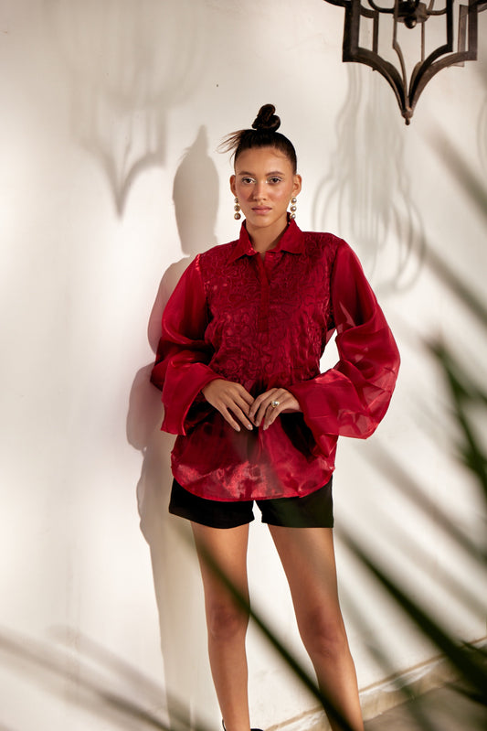 Fringe Finesse Maroon | Puja Agarwal