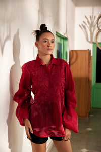 Fringe Finesse Maroon | Puja Agarwal