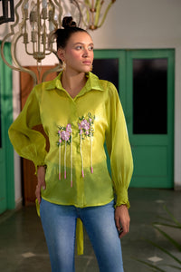 Fringe Finesse Neon Green | Puja Agarwal