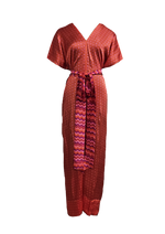 RED TIE UP JUMPSUIT IN TESSERA | CUIN