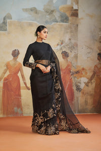 BLACK ORGANZA SAREE SET | Aashima Behl