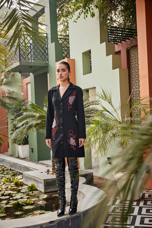 Red Orbit Shirt Dress | Puja Agarwal