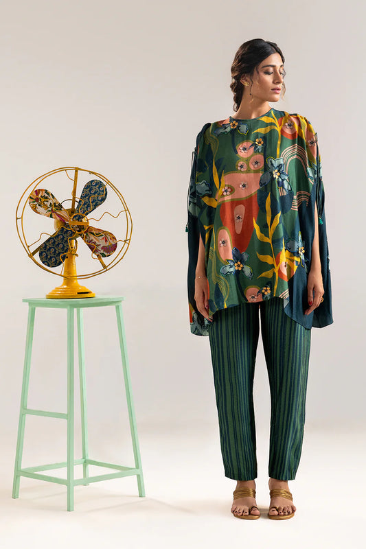 Green flora embellished co-ord set | Soup by Sougat Paul