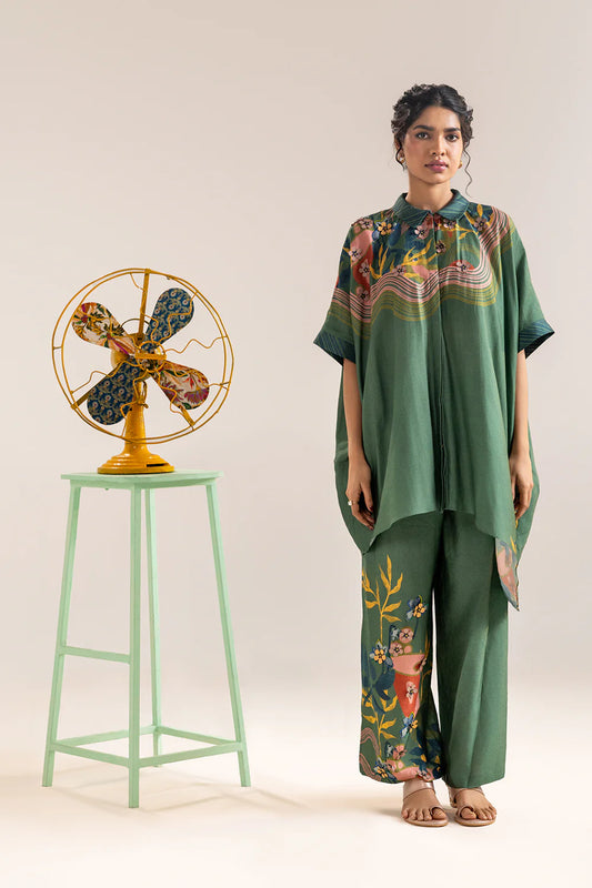 Green flora embellished co-ord set | Soup by Sougat Paul
